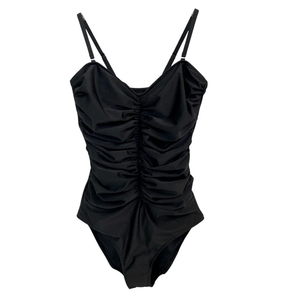 Smismivo Black One-Piece Ruched Swimsuit Size Large NWT